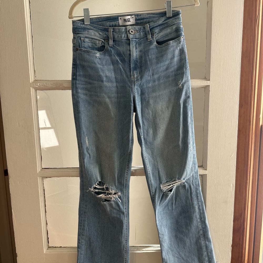 Paige Distressed Atley Ankle Flare Jeans